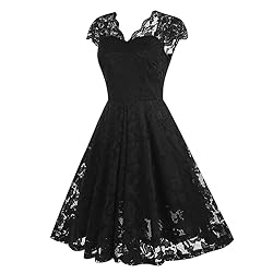 Women Vintage Eyelash Lace Floral Cocktail Formal