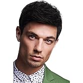 Kaneles Mens Black Wig Short Straight Fluffy Realistic Hair Wig Synthetic Daily Party Costume Wigs for Male Guy (Black)