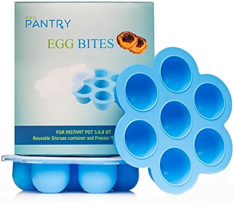 ProPantry Silicone Egg Bites Mold 2 pack for Instant Pot Accessories - Fits Instant Pot 5, 6, 8 qt Pressure Cooker, Reusable Baby Food Storage Container and Freezer Tray with Lid