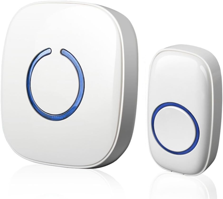 MasterBell® Model C Wireless Doorbell Operating at over 500-feet Range with Over 50 Chimes, No Batteries Required for Receiver, (Gloss White)