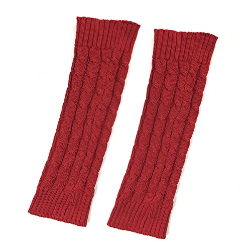 Wrapables Dress Up Cable Knit Leg Warmers with Cherry Red Costume