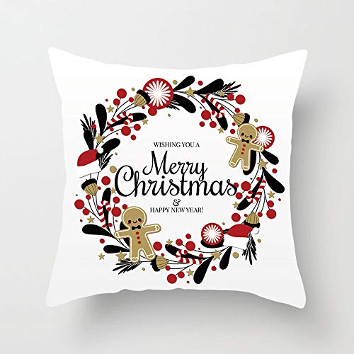 Worthown Christmas Pillow Covers 18 x 18 Inches Set of 4 Throw Pillow Case Merry Christmas Xmas Cushion Cover Square Pillowcase Home Decor Christmas Decoration (1 Christmas)