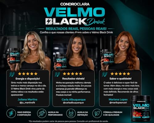 Velmo Black Kit de Suplemento em Pó Drink150g + Pote de 60 Capsulas