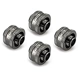 XSPC G1/4" to 3/8" ID, 5/8" OD Compression Fitting V2, Black Chrome, 4-Pack