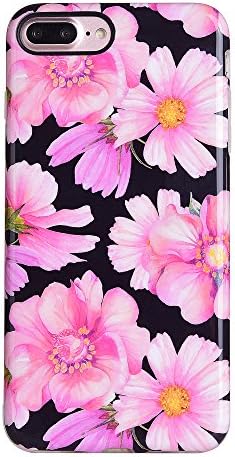 iPhone 8 plus case, iPhone 7 plus Case,KIMICO Floral Series design[Shockproof][Supports Wireless Charging][Slim Fit] Glossy finish Printing Soft Flexible TPU Gel Protective Cover (Daisy Overload 7+)