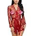 JYVIN Women's Lace Kimono Robe Plus Size Sex Lingerie Sexy Red Erotic Nightwear