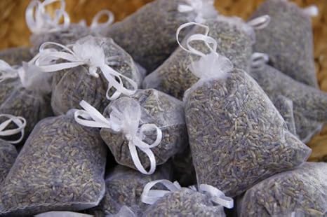 Quertee 10 x Lavendelsäckchen in Weiß mit echtem französischen Lavendel - Insgesamt 100g Lavendelblüten