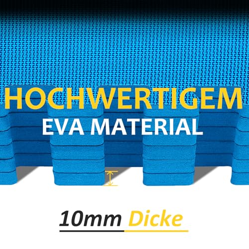 Floor Protection Mat Fitness Set [31 x 31 cm] - 24 Puzzle Mats - EVA Sports Mat Fitness Mat Non-Slip Floor Mat for Gym & Fitness Equipment Fall Protection Mats Outdoor & Pool Underlay Mat, Blue