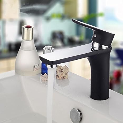 Bijjaladeva - Grifo Monomando para Fregadero de baño, Color Negro