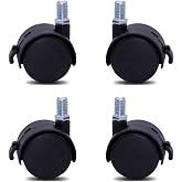Helonge Furniture Replacement Casters,4 Pcs M8 Swivel Stem Casters with Locking Brake, 5/16 Inch Stem Diameter