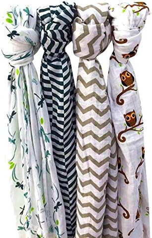 Bamboo 4pack Muslin Blankets for Baby Boy