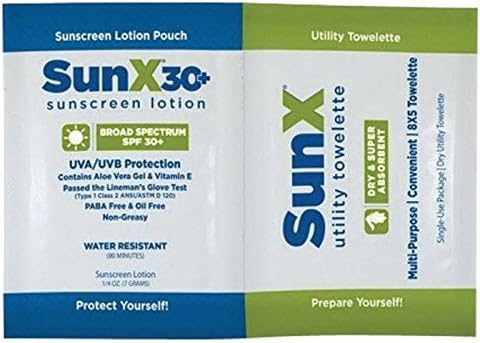 SunX SPF30 Sunscreen with Towelette wipe by Coretex, Bulk Case of 300 by CORETEX PRODUCTS