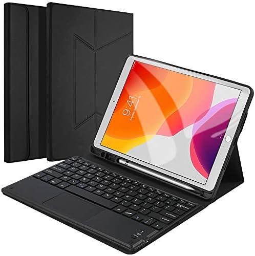 Happon Keyboard for iPad 10.2 inch 2019, Magnetic Slim Smart Case Cover with Built-in Pencil Holder, Detachable Wireless Bluetooth Keyboard Case for iPad 10.2 inch 2019 - Black