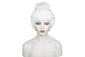 Wiggy Mermaid Mrs Claus Pre-styled Short Curly Old Lady Wig with Bun + Cap for Christmas Halloween Costume Adult Women