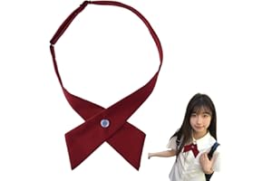 Womens Girls School Uniform Tie Red Blue Bow Tie Adjustable Cross Tie School Pre Tied Bow Neck Tie School Bowknot Tie