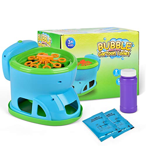 Bubble Machine, Automatic Bubble Maker Cartoon Toilet Over 2100 Bubbles Per Minute Bubble Blower Toy for Kids Boys Girls Easy to Use for Indoor Outdoor Party Wedding Baby Showers ( 2020 New Version)