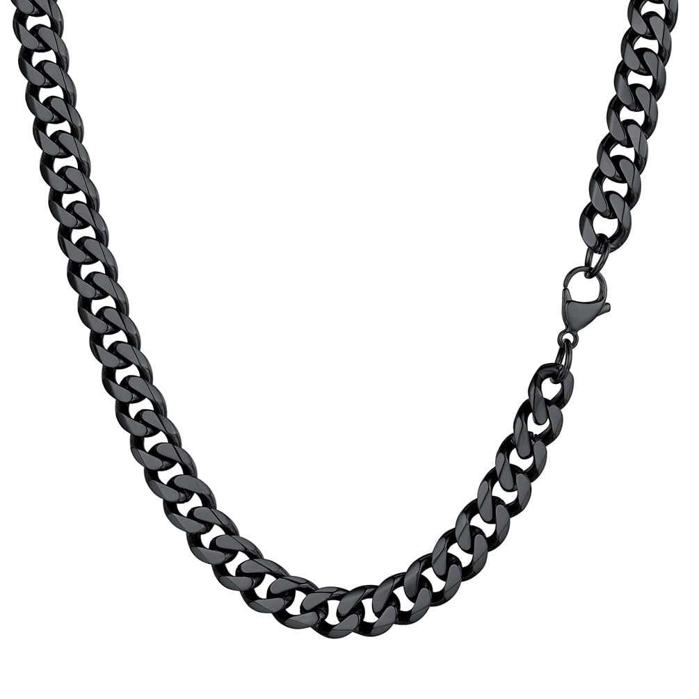 PROSTEEL Steel Necklace Men and Women Rapper Cuban Link Chain 9mm 24 inch Black Chains