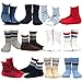 TeeHee Little Boys and Toddler Cotton Crew Socks 12 Pair Gift Box (3-5 Years, Bright Stripe)