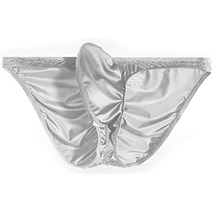 Melody Men's Underwear Ice Silk Low-rise Upturned Brief Underpants Male Bulge Pouch Sheer Satin Bikini