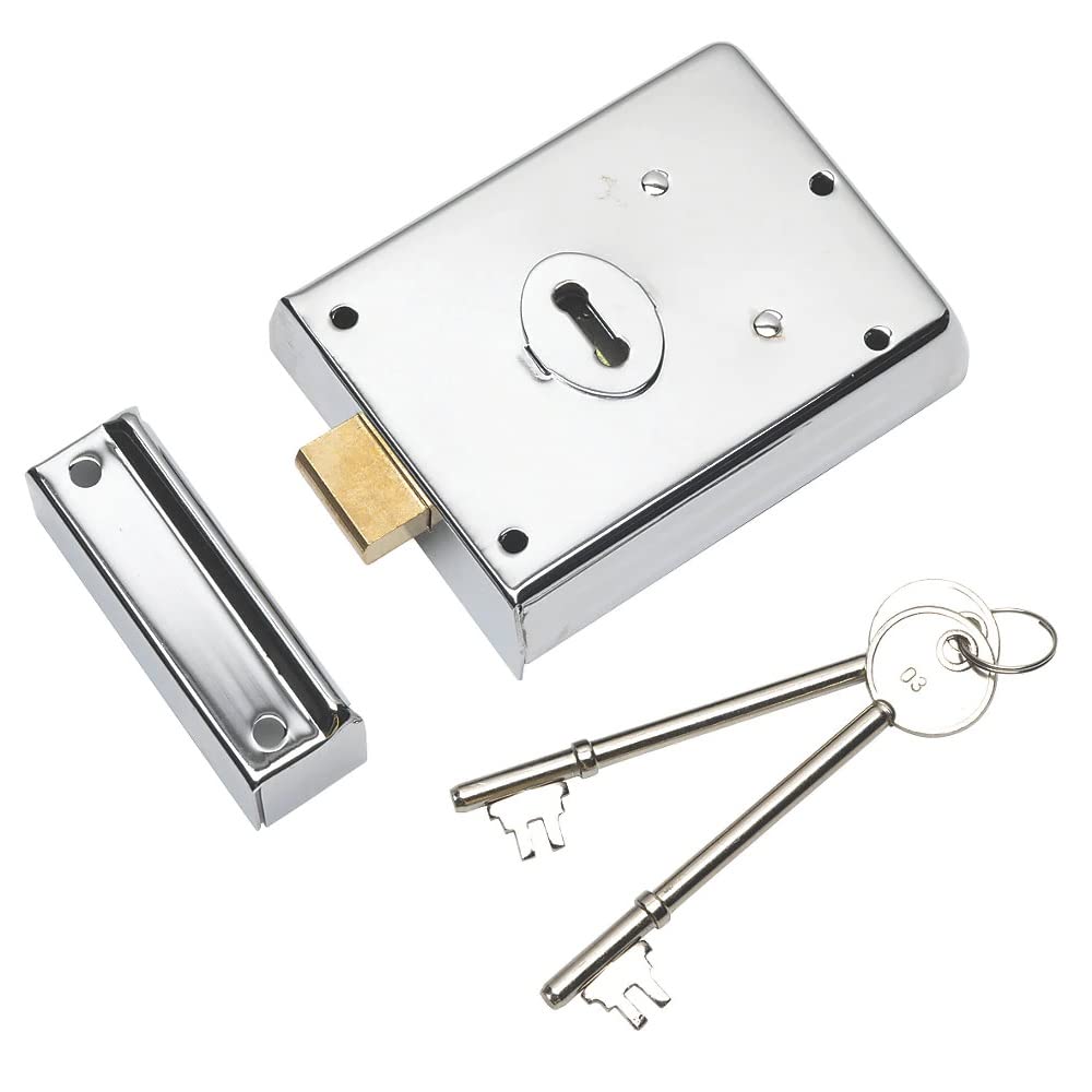 Merriway BH07760 Slim Rim Deadlock Dead Lock, Polished Chrome, Silver