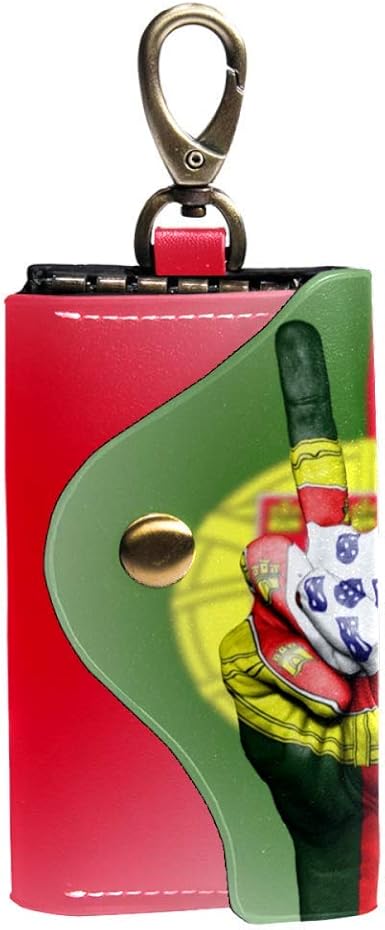 Pocket Key Case Leather Keyring Keychain Bag Portugal Peace Sign Card Id Holder Wallet At Amazon Men S Clothing Store