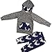 FEITONG 2Pcs Toddler Kids Baby Boy's Long Sleeve Hooded Tops Jacket +Pants (12 Months, Gray)