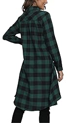olrain Womens Plaids V Neck Long Sleeve Irregular