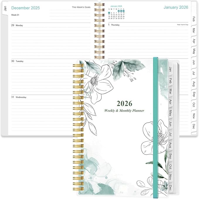 2024-2025 Pocket Planner/Calendar - A6 Weekly Monthly Planner, July 2024 - June 2025, 3.75" x 6.75" with Flexible Cover, Tabs, Strong Twin-Wire Binding, Inner Pocket,Teal