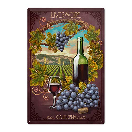 Livermore, California Merlot Ready to Hang Aluminum Wall Sign by Lantern Press