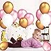 LeeSky 100Pcs 12inch Thicken Round Pearlescent Latex Balloons- Gold & Pink & White Latex Balloons and Vintage Style Pennant Banner for Bachelorette Wedding Party Decoration Supplies