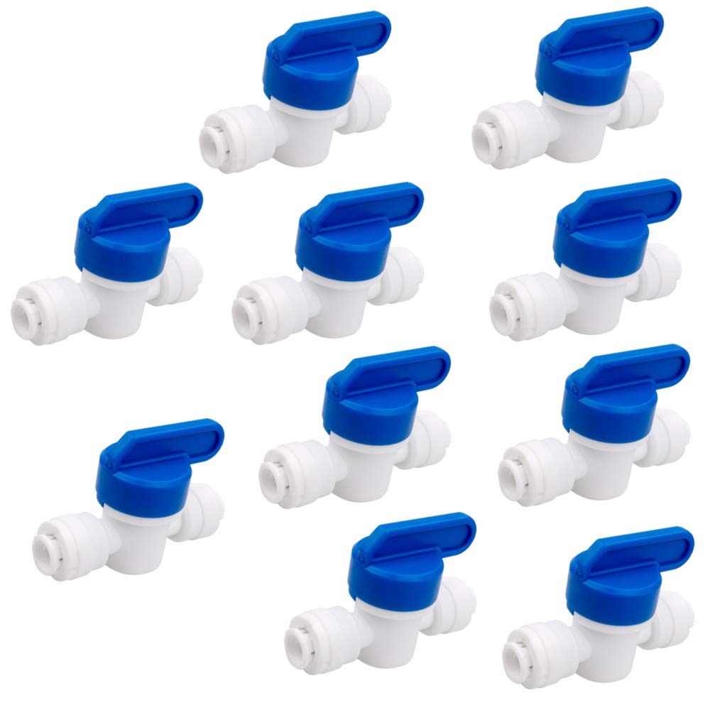 Photo 1 of PureSec 1/4 inch OD Tubing&Hose&Pipe Use Inline Shut Off Ball Valve Plastic Quick Connect Fittings for Water Purifier RODI System (Pack of 10)