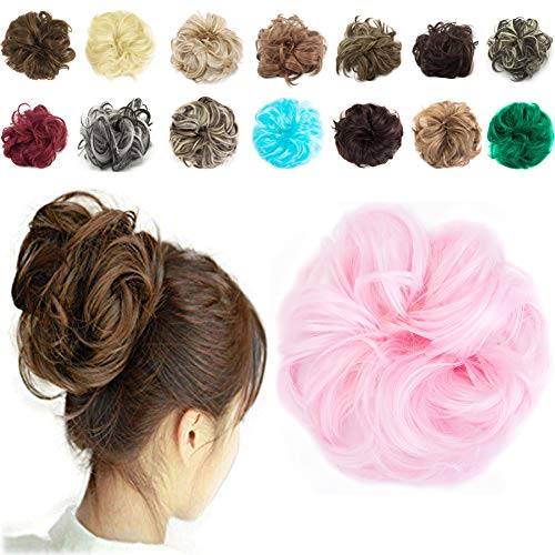 Haironline Scrunchie Bun Up Do Hair Piece Hair Ribbon Ponytail Extensions Wavy Curly, 55 Gram