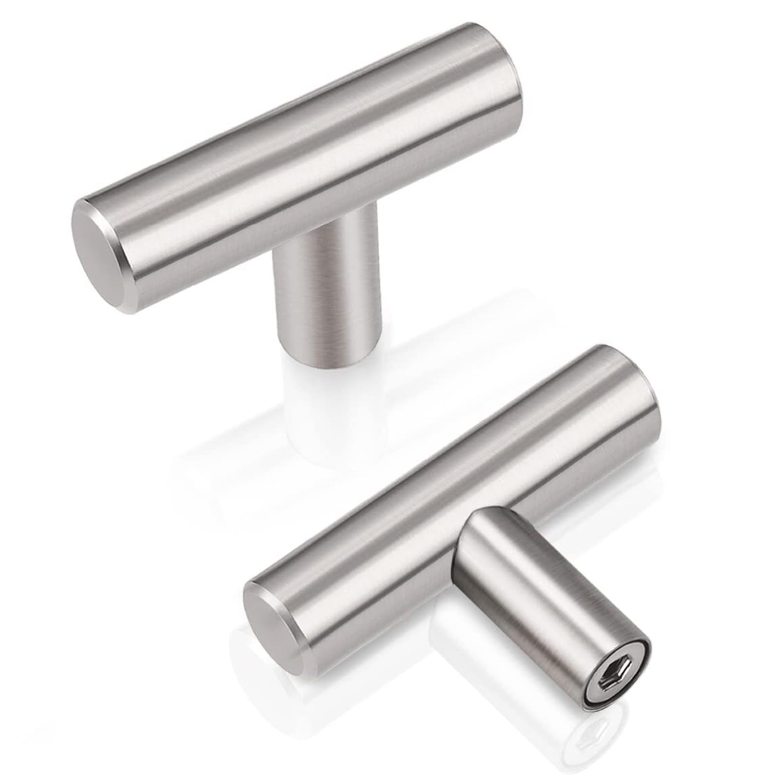 LKTFATD 5 Pack Kitchen Door Knobs Single Hole Brushed Nickel Cabinet Knobs Stainless Steel Cupboard T Knob (Screws Included)