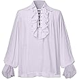 GRACEART Men Pirate Shirt Women Vampire Renaissance Shirts Victorian Ruffled Medieval Costume Cotton Linen Shirt