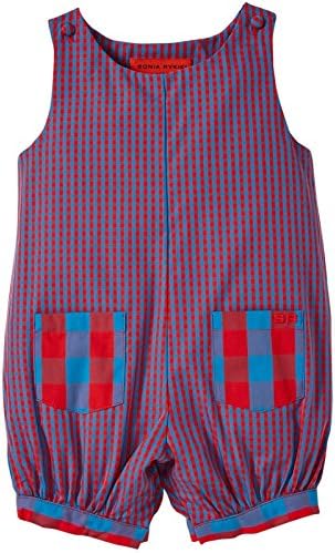 Sonia Rykiel Enfant Baby Plaid Romper, Poppy/Duck, 6 Months