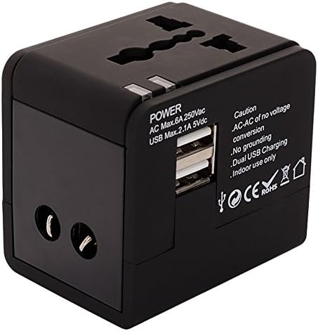 Justdu Travel Adapter, All in one Travel Adapter - Black