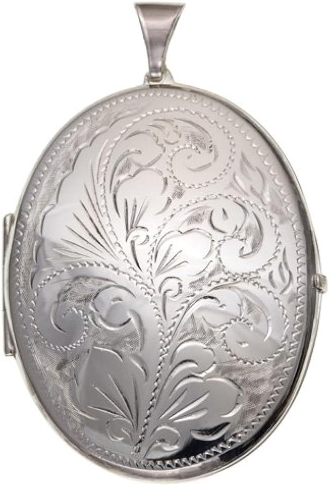 Sterling Silver Large Engraved Oval Locket Amazon.co.uk Jewellery