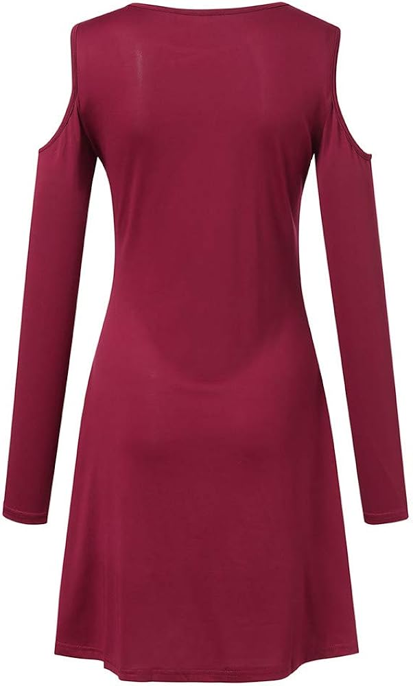 Download Furniture UOFOCO Long Sleeve Cold Shoulder Dress Women ...
