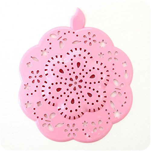 2 Pack Sink Strainer Drain Cover Hair Catcher Rubber Flower Shape Shower Trap Basin 5 inch Filter for Bathroom Kitchen Green Pink