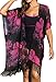 Youngbox Chiffon Swimsuit Cover Up Floral Beach Dresses Tunic,Black Red