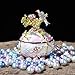 YUFENG Crystal Jeweled Trinket Boxes Hinged Hand-painted Birds Flower Pattern Jewelery Display Ring Holder Box