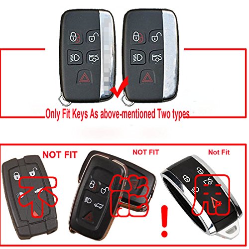 KMT ABS Smart Remote Key Fob Case Cover Protector Shell Fit Jaguar XE XJ XF F-TYPE F-SPACE (PACK OF 1 PC) (Red With Metal KeyChain) - Thumbnail 6
