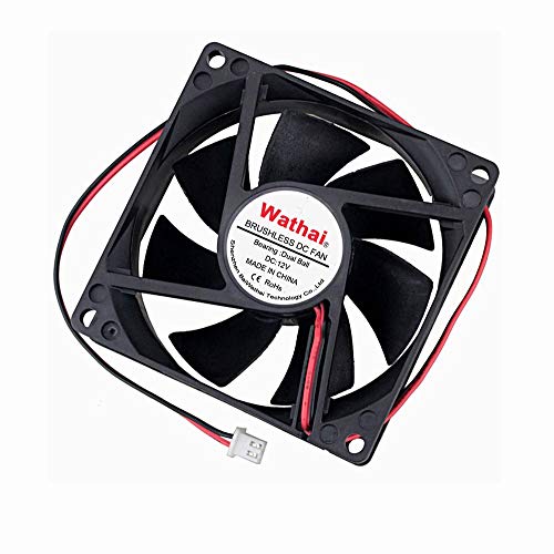 Wathai 80x80x25mm 80mm Dual Ball Bearing DC Cooling Fan 12V 2Pin