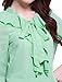 Ladies Three Quaters Sleeve Draped Flounce Detail Top Green L