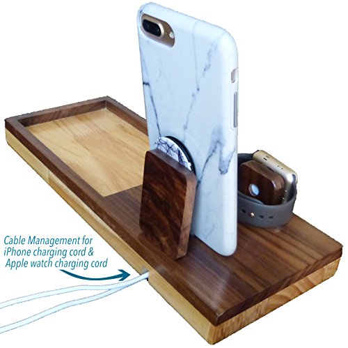 Wooden Charging Station Dock for iPhone and Apple Watch, Fullcharg iPhone Stand & Tray