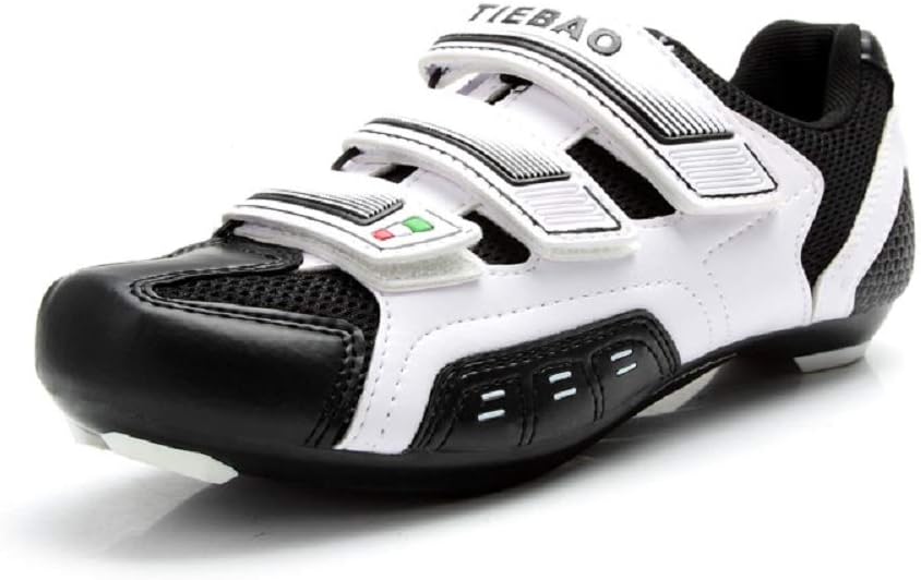 Tiebao Road Cycling Carbon Reinforced Bicycle Bike Shoes SPD SL Look Nylon-fibreglass Spin Air-Mesh Sneaker Style with Buckle Men Women Road Cycling Shoes Footwear
