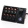 Amarine-made-4-Gang-Red-LED-Indicators-Rocker-Circuit-Breaker-Waterproof-Marine-Boat-Rv-Switch-Panel-Combined-with-Dual-USB-12v-Power-Adapter-Panel-PN-CB4-R-CB1S1S2