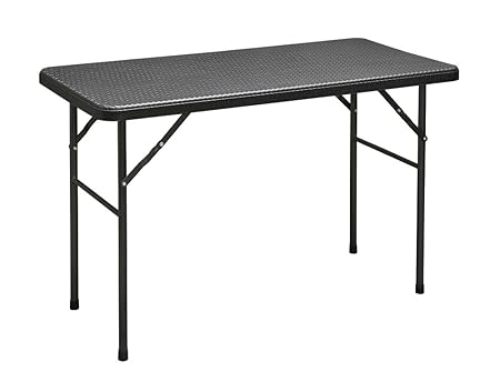 Klapptisch 1,22m, Rattan-Optik schwarz Esstisch Terrassentisch Falttisch