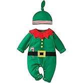ROYLAMP Newborn Baby Christmas Outfits Holiday Bodysuit Infant Xmas Jumpsuit Long Sleeve Romper with Hat