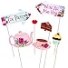 30 Pcs Tea Party Decorations for Adults Photo Booth with Stick Tea Party Photography Background Graduation Props Garden Party Decorations Wedding Props Wooden Sunglasses Handheld
